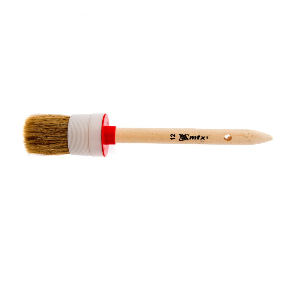 Кисть круглая №12 (45 мм), натуральная щетина, деревянная ручка MTX - фото 1 - id-p197450180