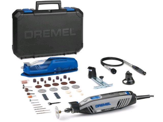 Гравер электрический DREMEL 4300-3/45 в кейсе + набор оснастки (175 Вт, 5000 - 35000 об/мин, цанга 3.2 мм)