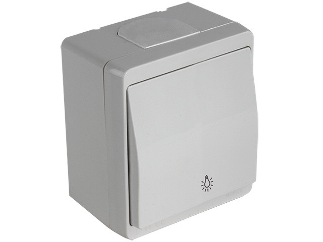 Выключатель кнопочный (открытый) серый, NEMLIYER, MUTLUSAN (10 A, 250 V, IP 44) - фото 1 - id-p197468012
