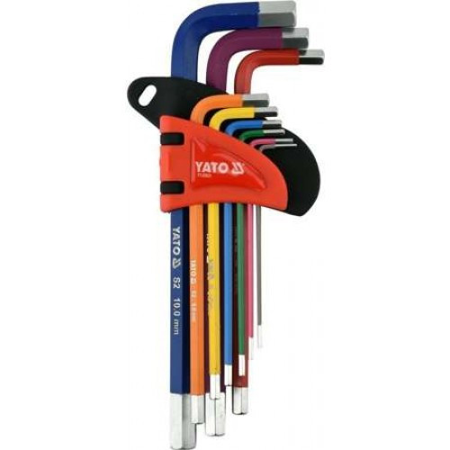 Ключи шестигранные 1,5-10мм разноцветные (набор 9шт.) S2 HRC58-62 "Yato" - фото 1 - id-p197451280