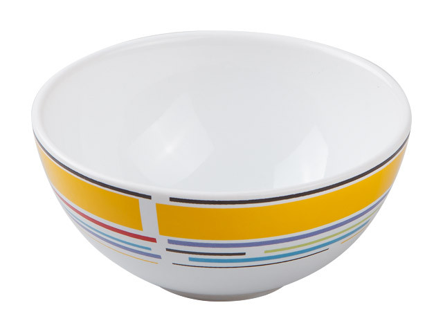 Салатник керамический, 123 мм, круглый, серия Самсун, желтая полоска, PERFECTO LINEA (Супер цена!)