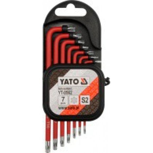 Ключи TORX с отверстием T9-T30 красные (набор 7пр.) S2 "Yato" - фото 1 - id-p197451308