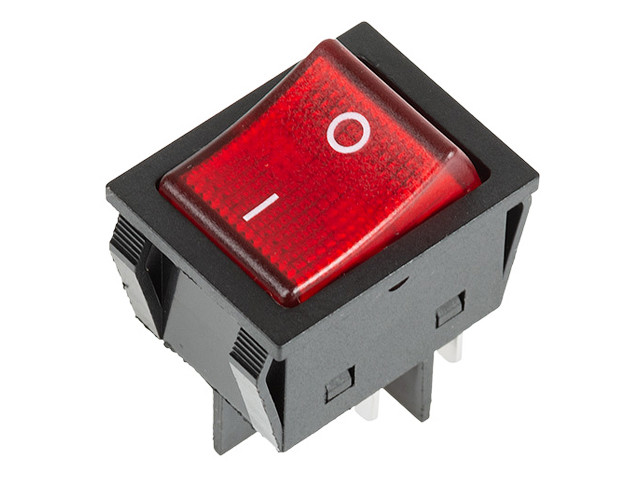 Выключатель клавишный 250V 30А (4с) ON-OFF красный с подсветкой REXANT - фото 1 - id-p197469071