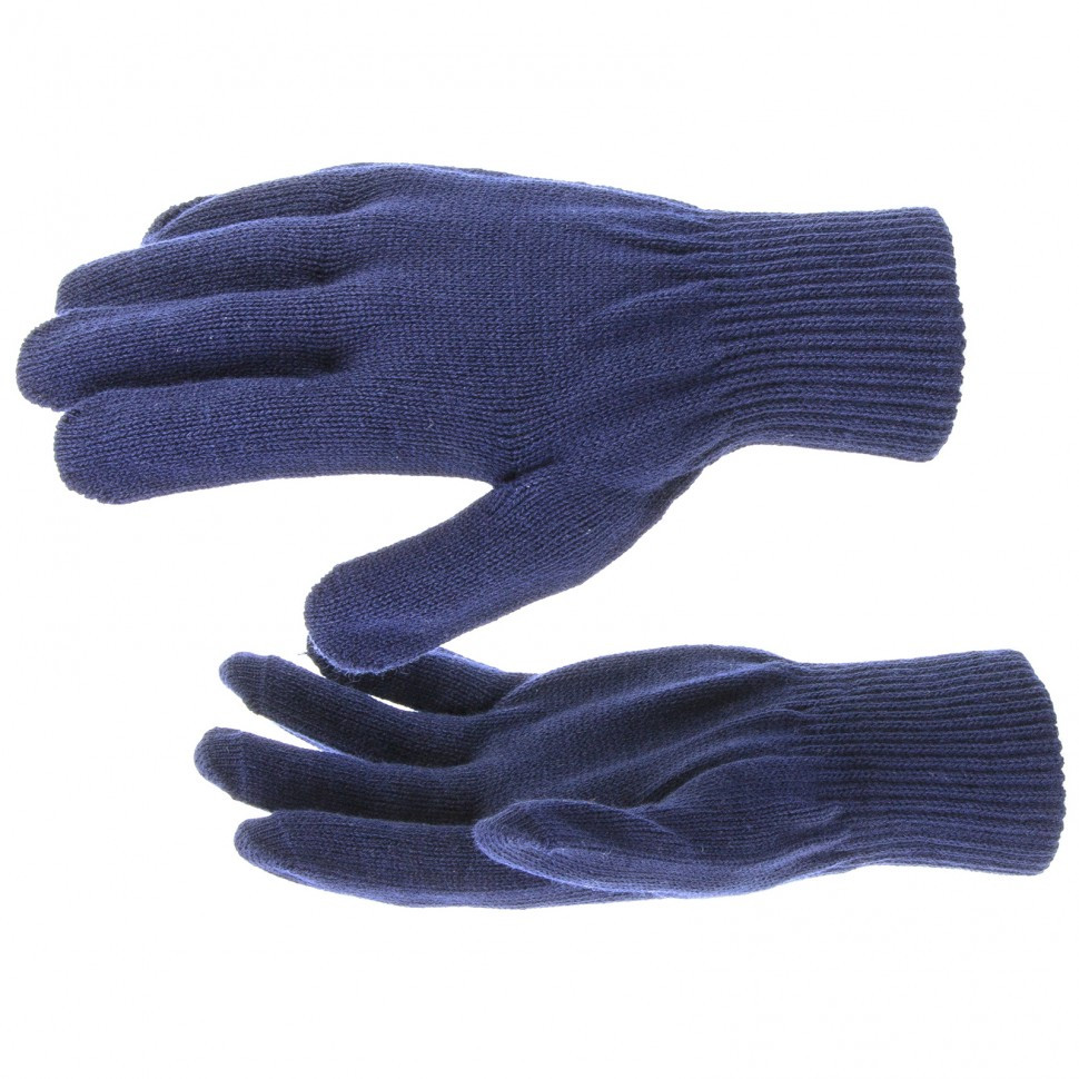 Перчатки трикотажные, акрил, синий, двойная манжета Россия Сибртех - фото 1 - id-p197463238
