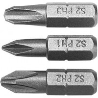 Биты PH1, PH2, PH3х25мм 1/4" (набор 3шт) AlSl S2 "Yato"