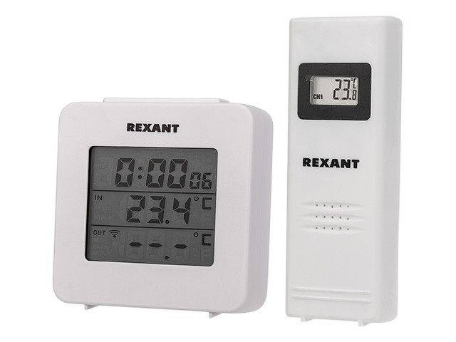 Термометр электронный с часами и беспроводным выносным датчиком REXANT - фото 1 - id-p197478257