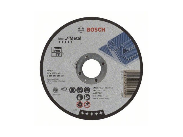 Круг отрезной 125х1.5x22.2 мм для металла Best BOSCH ( прямой) - фото 1 - id-p197455568