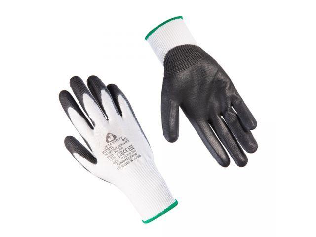 Перчатки с защитой от порезов 3 кл., р-р 9/L, (полиурет. покрыт.) серые/белые, JetaSafety (перчатки - фото 1 - id-p197463483