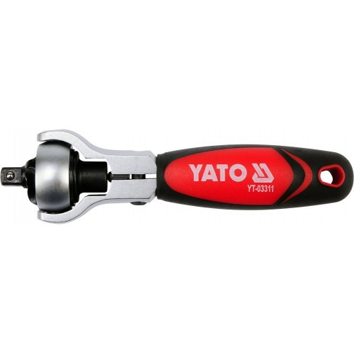 Ключ трещоточный для головок и бит шарнирный 1/4" Т72 115мм "Yato" - фото 1 - id-p197479531