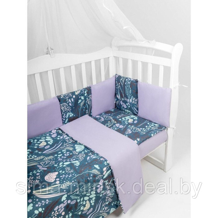 Бортик в кроватку 12 предметов AmaroBaby Flower dreams, фиолетовый - фото 2 - id-p197494505