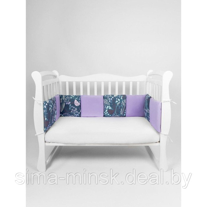 Бортик в кроватку 12 предметов AmaroBaby Flower dreams, фиолетовый - фото 4 - id-p197494505