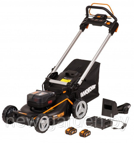 Газонокосилка аккумуляторная WORX WG749E 40V (с 2-мя АКБ 4а/ч + ЗУ, самоходная, бесщеточная)