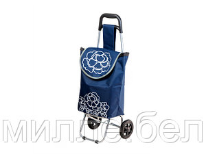 Сумка-тележка хозяйственная на колесах 20 кг, синяя, цветок, PERFECTO LINEA