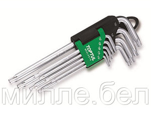 Набор ключей Torx T10-Т50 9шт с отверстием длинных TOPTUL