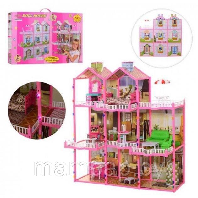 Дом для кукол My Lovely Villa 6992, 3-этажный, 8 комнат с аксессуарам, игровой кукольный домик, 245 деталей - фото 2 - id-p197514195