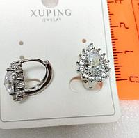 Серьги Xuping со стразами 61501 женские классические красивые серебристый бижутерия Ксюпинг