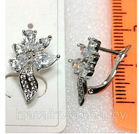 Серьги Xuping со стразами 61802 женские красивые классические серебристый бижутерия