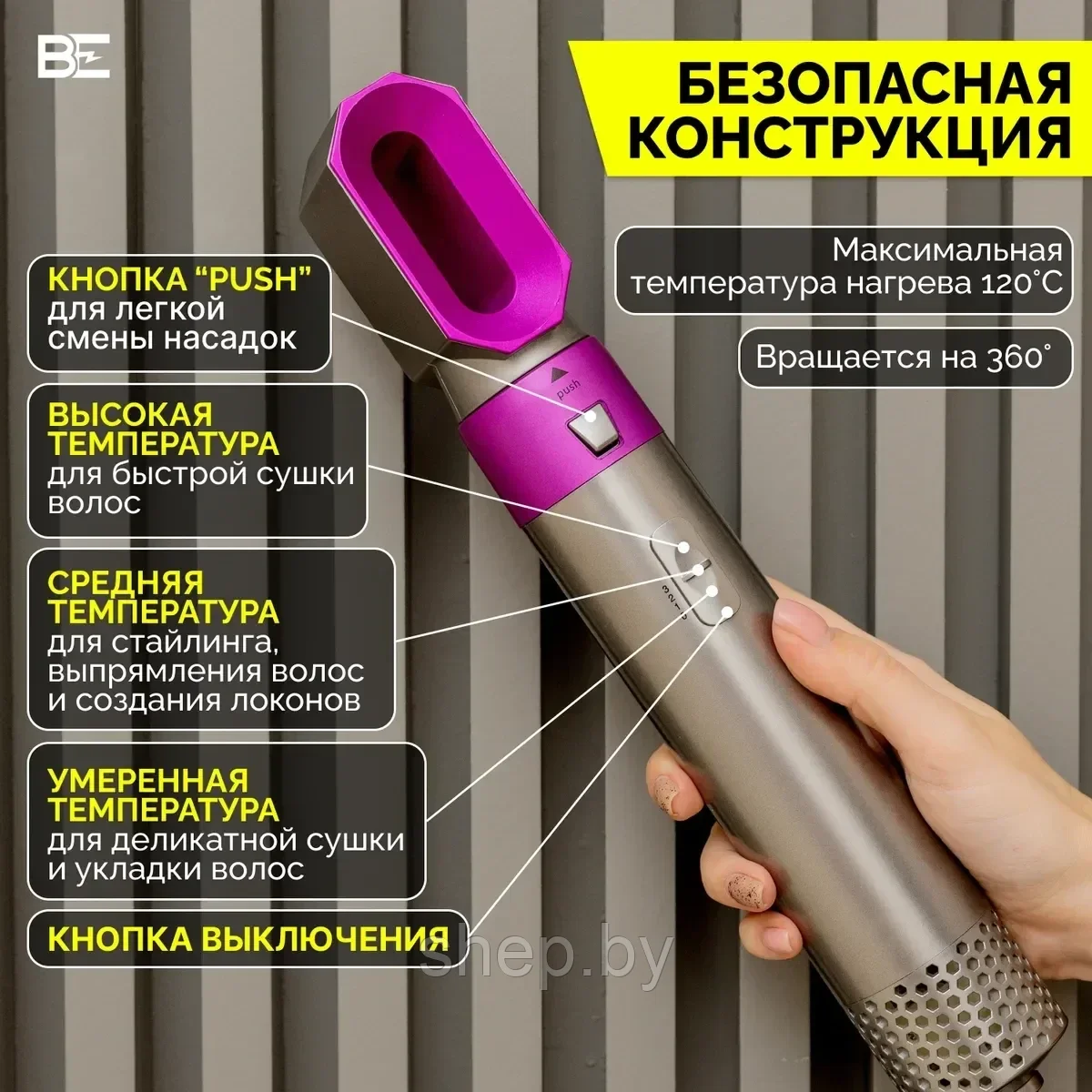 Стайлер для волос с 5-ю насадками HOT Air Styler / Мультистайлер / Брашинг / (Реплика) - фото 5 - id-p197514858