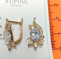 Серьги Xuping со стразами 316510 женские классические красивые золотистый бижутерия Ксюпинг