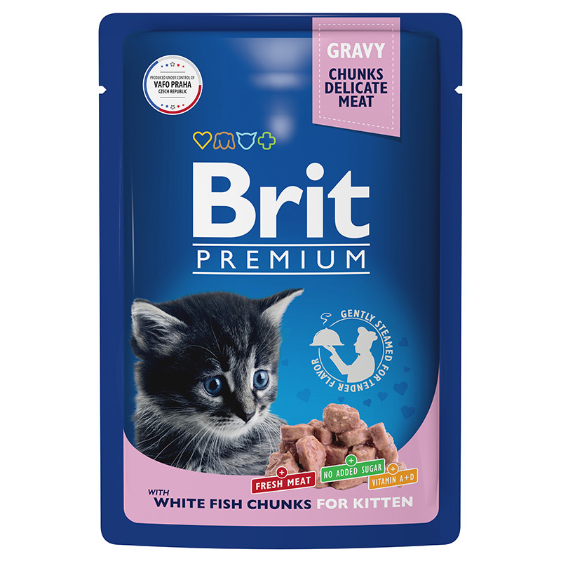 "Brit" Premium Пауч для котят с белой рыбой в соусе 85г - фото 1 - id-p197515077