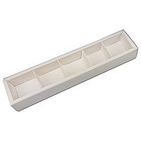 Коробка для 5 конфет с пластиковой крышкой белая (Россия, 50*230*30 мм) Этне