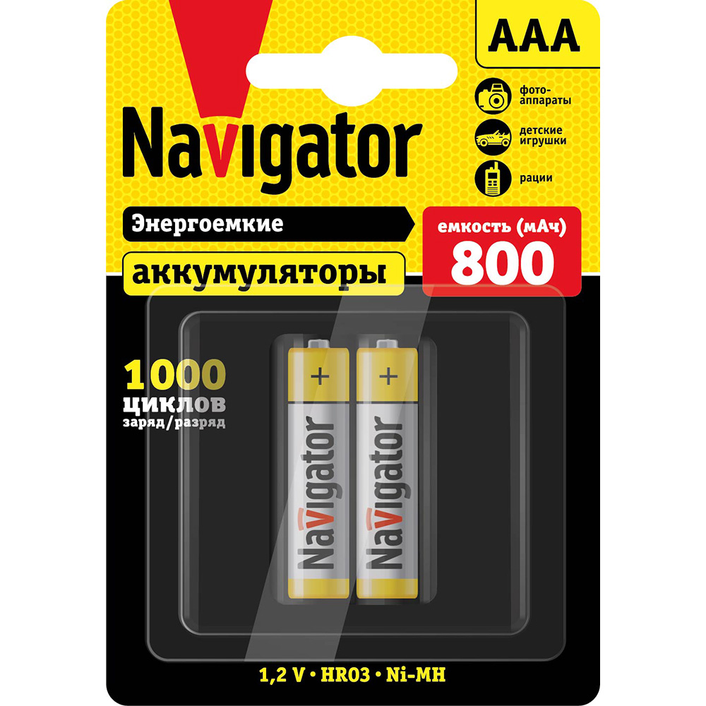 Аккумулятор ААА NHR- 800-HR03-BP2 (цена за уп.2 шт.) - фото 1 - id-p197518789