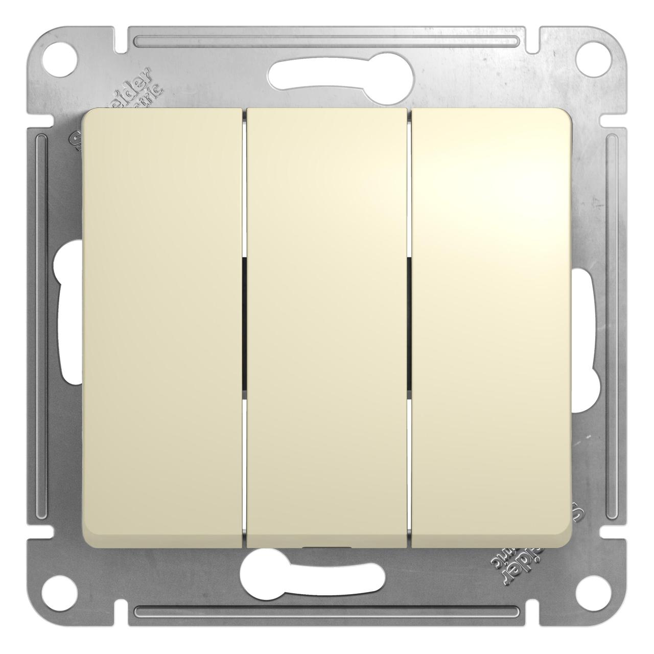 Выключатель скрытой установки Глосса 3-клавишный, 10А, без рамки (механизм) Бежевый GSL000231 - фото 1 - id-p197518889