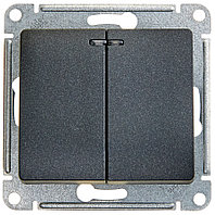 Выключатель скрытой установки с индикатором Глосса 2-клавишный, 10А, без рамки (механизм) Антрацит GSL000753