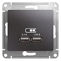 Розетка USB скрытой установки Глосса (механизм) 5В/2100мА (графит, б/рамки) GSL001333