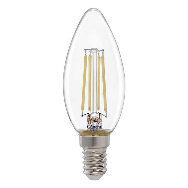Лампа LED E14 4Вт свеча 4500К прозрачный филамент GLDEN-CS-B - фото 1 - id-p197519087