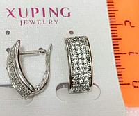 Серьги Xuping 61503 со стразами женские красивые классические серебристые Ксюпинг бижутерия