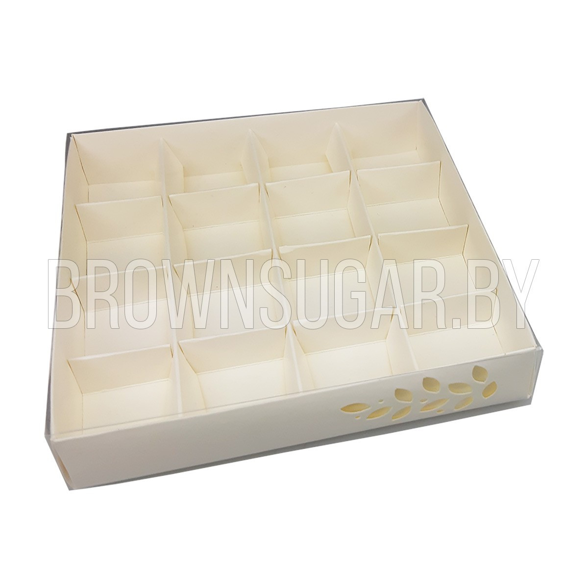Коробка для 16 конфет Белая с пластиковой крышкой (Россия, 160х160х30мм) имир 16 - фото 1 - id-p195037938