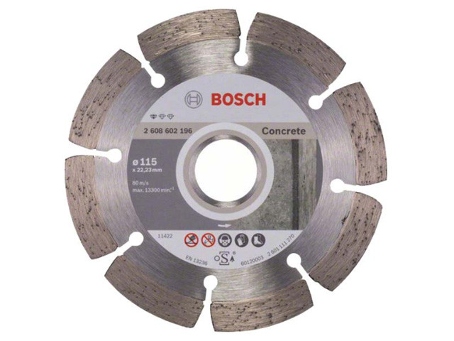 Алмазный круг 115х22 мм по бетону сегмент. STANDARD FOR CONCRETE BOSCH (сухая резка)