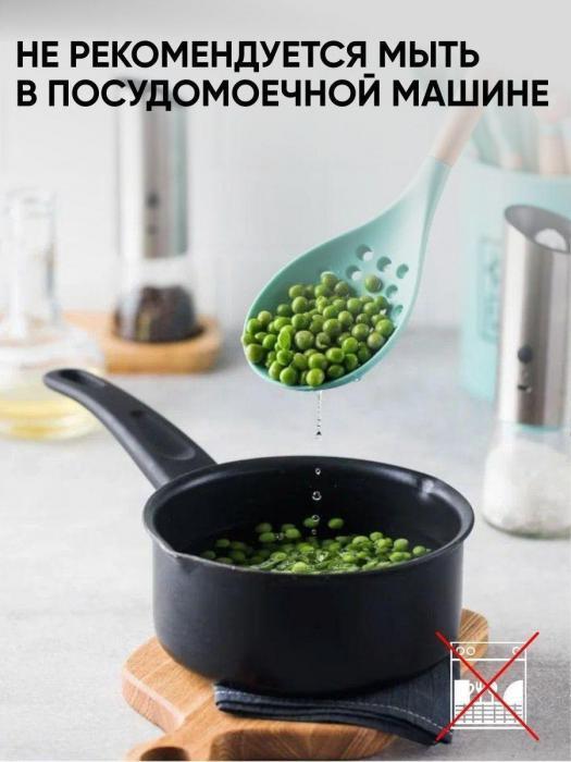 Набор кухонных принадлежностей силиконовые для кухни инвентарь аксессуары зеленый - фото 9 - id-p197523242