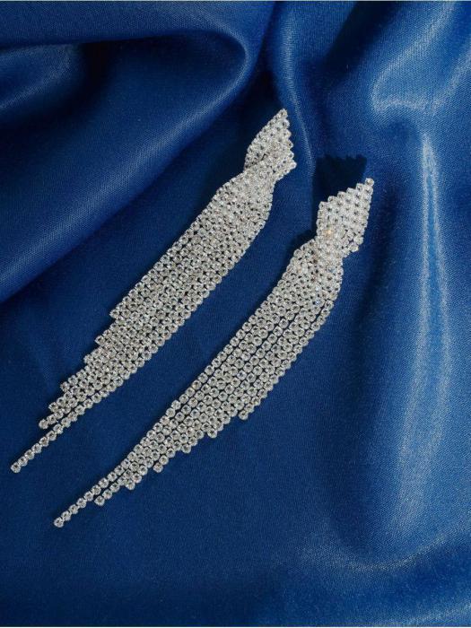 Серьги бижутерия длинные вечерние висячие женские блестящие большие сережки со стразами висюльки - фото 3 - id-p197523453