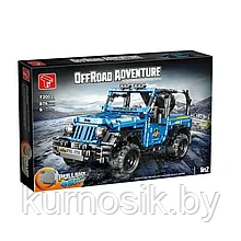 Конструктор T2002 OffRoad Adventure Синий внедорожник иннерционный, 876 деталей