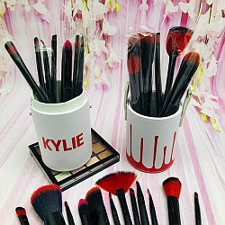 Набор кистей для макияжа в тубусе KYLIE RED/Black, RED/White 12 шт