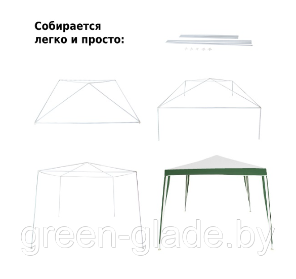 Шатер садовый Green Glade 1017 2,4х2,4м/3х3х2,5м полиэстер + полиэтилен - фото 5 - id-p1675814
