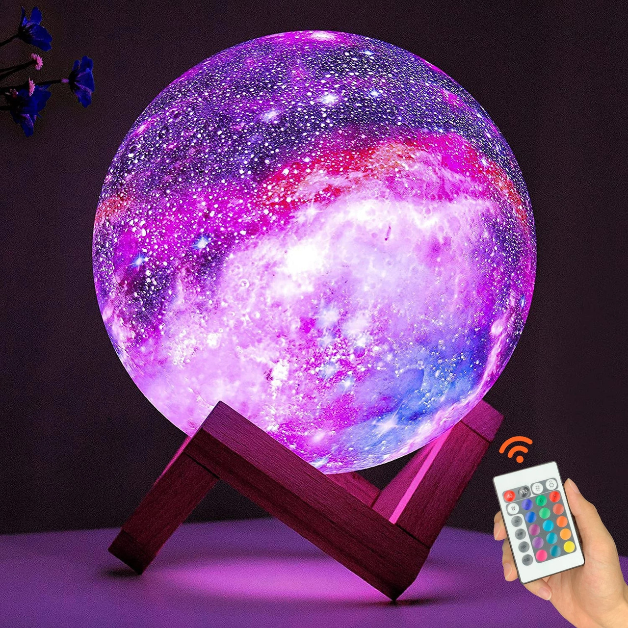 Лампа ночник Луна "Галактика" объемная 3 D Lamp 15см, 16 режимов подсветки, пульт ДУ - фото 1 - id-p190168658