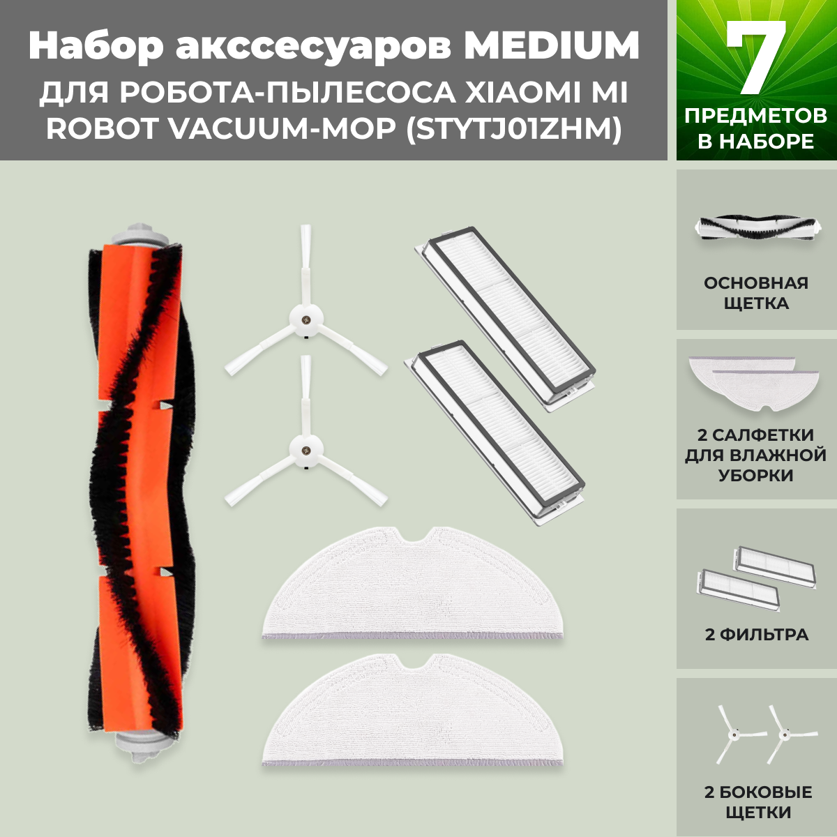 Набор аксессуаров Medium для робота-пылесоса Xiaomi Mi Robot Vacuum-Mop (STYTJ01ZHM) 558266, фото 1