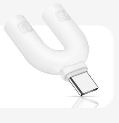Адаптер - переходник USB Type-C - 2x jack 3.5mm (AUX), наушники / микрофон, белый 556277 - фото 2 - id-p197618791