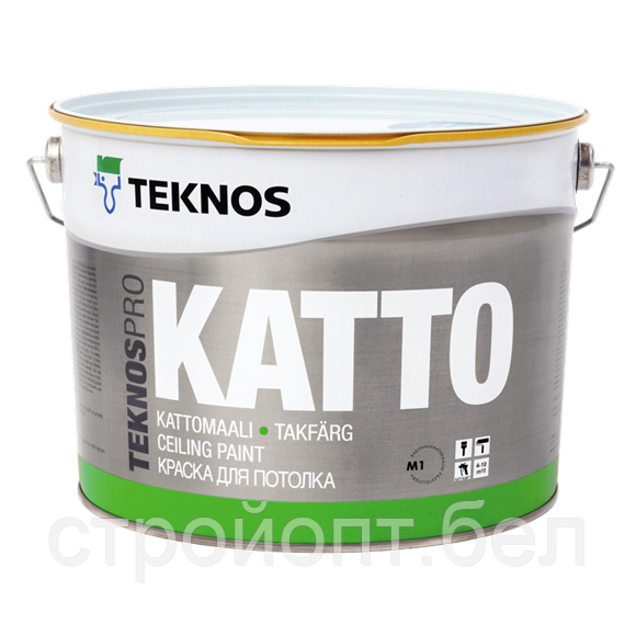 Краска для потолков Teknos Pro Katto, 9 л, Финляндия