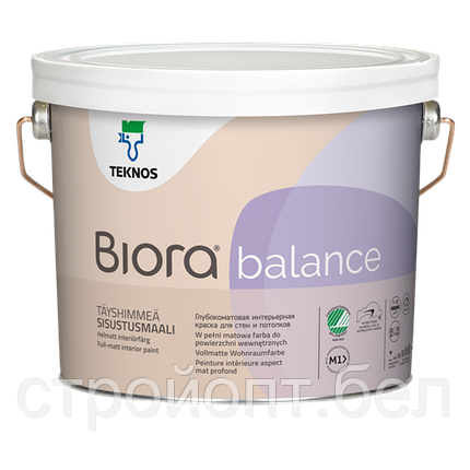 Глубокоматовая интерьерная краска для стен и потолков Teknos Pro Biora Balance, 9 л, Финляндия, фото 2
