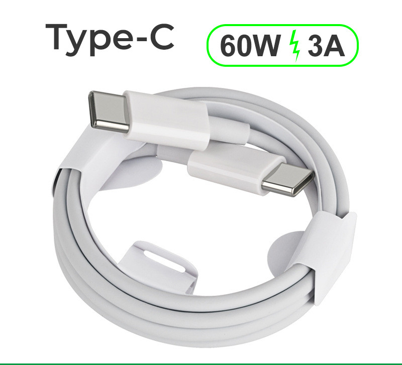 Дата-кабель для быстрой зарядки USB-C - USB-C PD 60W 3A, 2 метра, белый 556301, фото 1