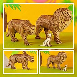 Деревянный конструктор "Львиная семья" Сборка без клея, 204 детали с набором карандашей