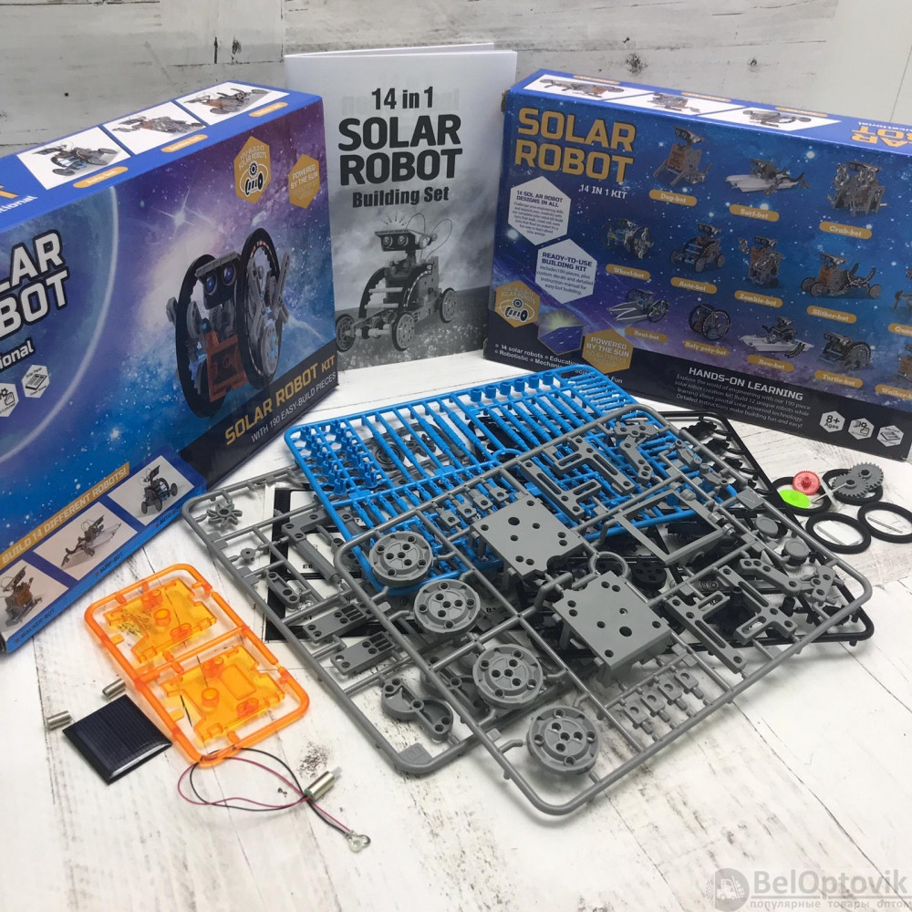 Конструктор робот на солнечных батареях Solar Robot kit 14 в 1 - фото 5 - id-p197685821