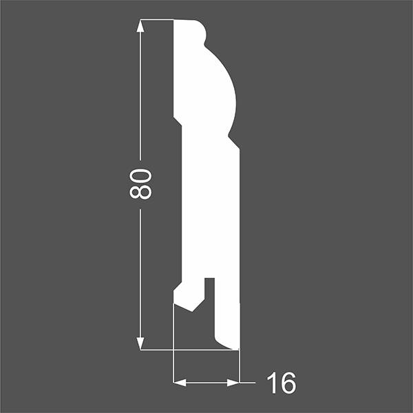 Плинтус напольный МДФ грунтованный под покраску Р 4.80.16 Ликорн 80*16*2070мм - фото 2 - id-p197756733