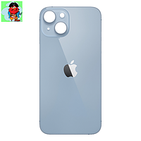 Задняя крышка (стекло) для Apple iPhone 14 Plus, цвет: голубой (широкое отверстие под камеру)
