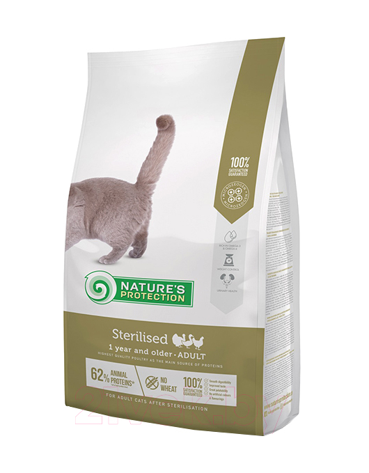 Nature's Protection Sterilised Poultry -сухой корм для стерилизованных кошек от 1 года.2кг - фото 1 - id-p197757476