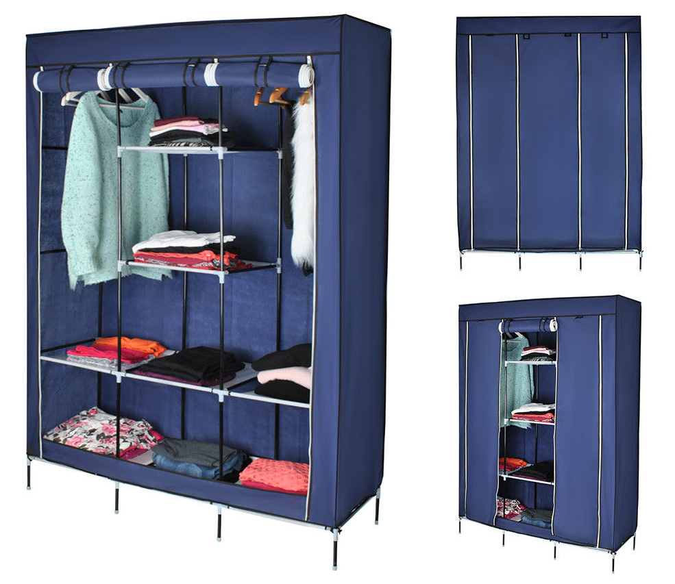 Шкаф складной каркасный тканевый STORAGE WARDROBE цвет синий.Лучшая цена! - фото 10 - id-p112744505